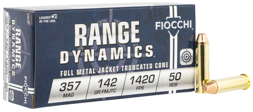 Fiocchi 357F Range Dynamics 357 Mag 142 gr 1420 fps Full Metal Jacket Truncated-Cone (TCFMJ) 50 Bx/20 Cs