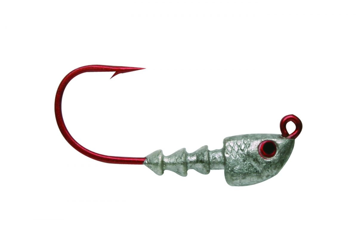 Saltwater Flats Fishing Jig Head - Red Finish With 3D Eyes, Black Nickel Hook For Inshore Fishing