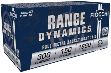 Fiocchi 300BLKC Range Dynamics 300 Blackout 150 gr Full Metal Jacket Boat-Tail (FMJBT) 50 Bx/ 10 Cs