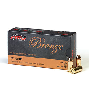 PMC Ammo - 32 Auto - JHP - 60 GR - 50 Rounds