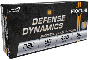 Fiocchi Defense Dynamics 380 ACP 90 Grain JHP 50 Rd