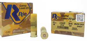Rio - Game Load 20GA - 2 3/4IN - 3/4OZ - Buck 3X3 Shot - 25 Cartridges