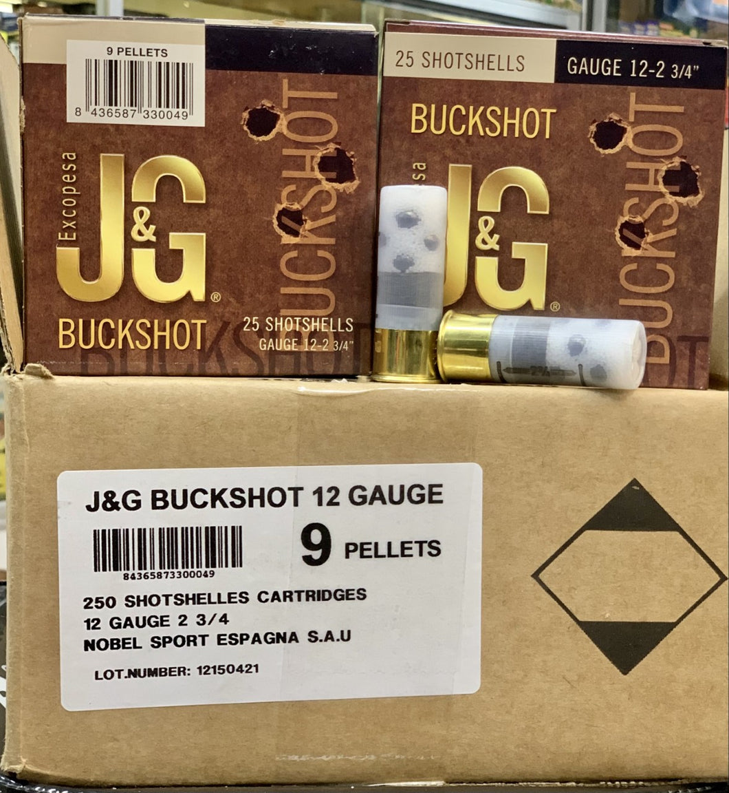 J&G 12Ga 2 3/4 00 Buckshot 250/Case